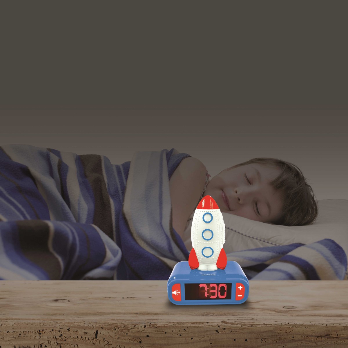 Rakete Wecker mit 3D Nachtlicht-Figur und besonderen Klingeltönen