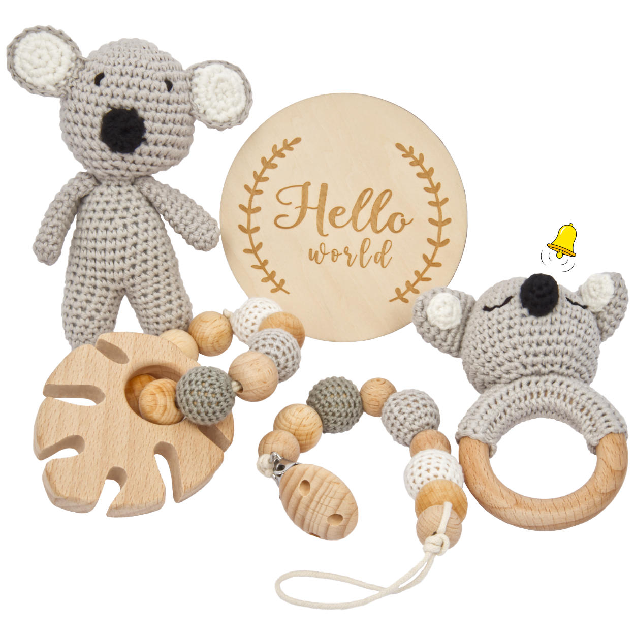 Handgestrickter Koala Lako Geschenkbox zur Geburt oder Babyparty Handgestrickter Koala Lako Geschenkbox zur Geburt oder Babyparty