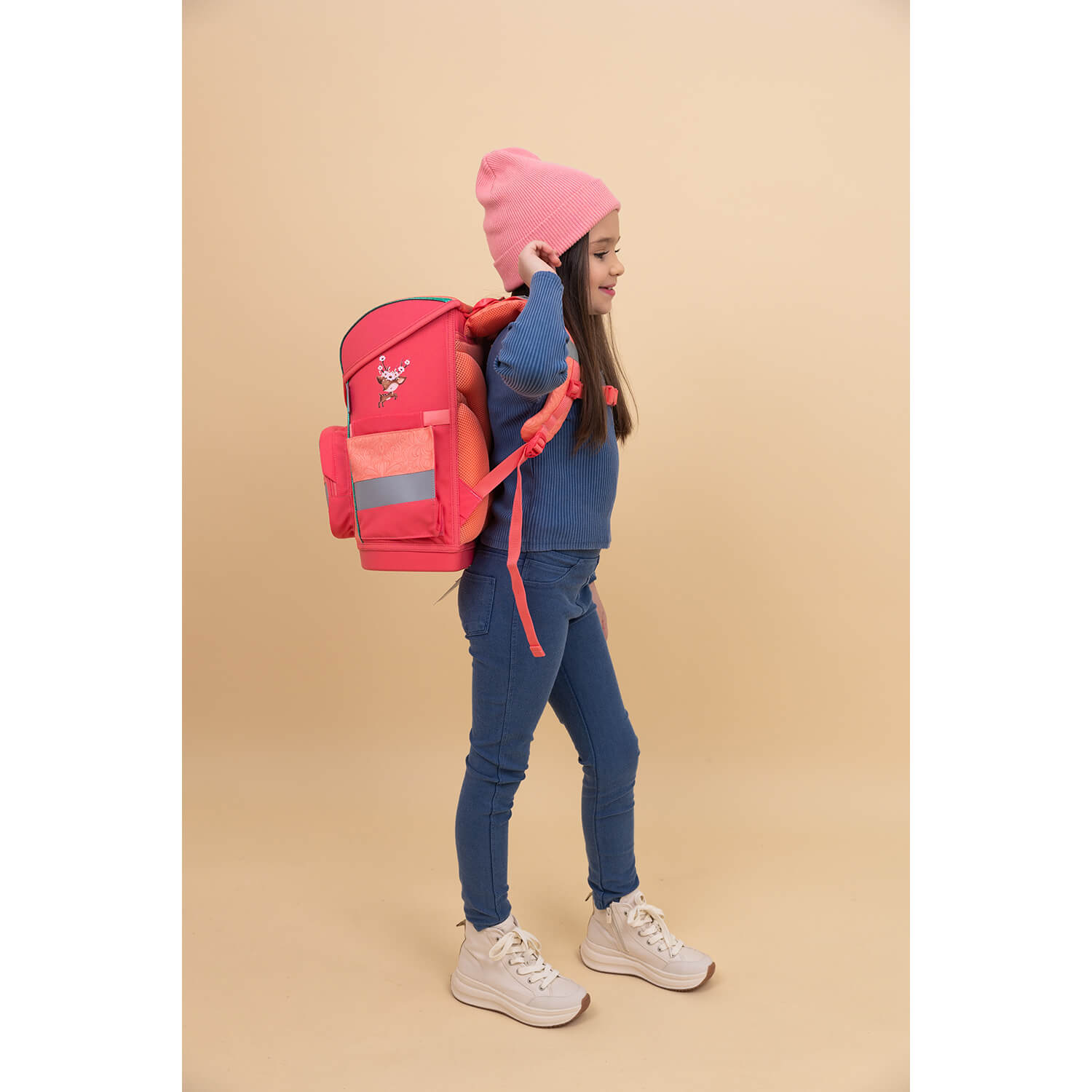 Rucksack Compact ergonomisches Schulranzen-Set 4-teilig "Cute Doe"