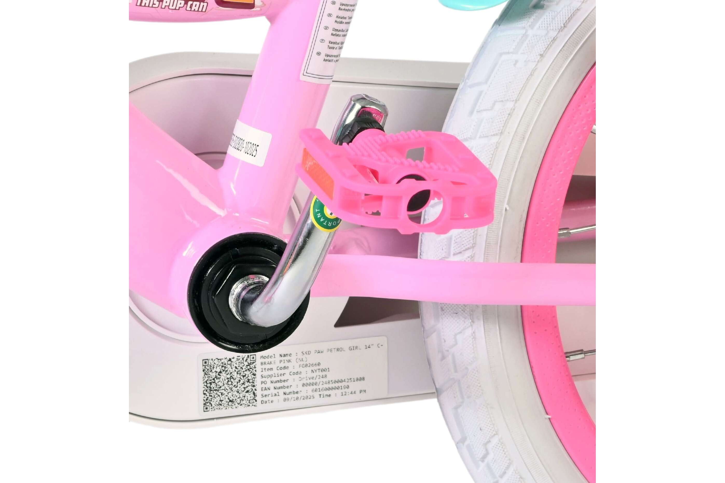 Volare Kinderfahrrad Paw Patrol für Mädchen 14 Zoll Kinderrad in Rosa