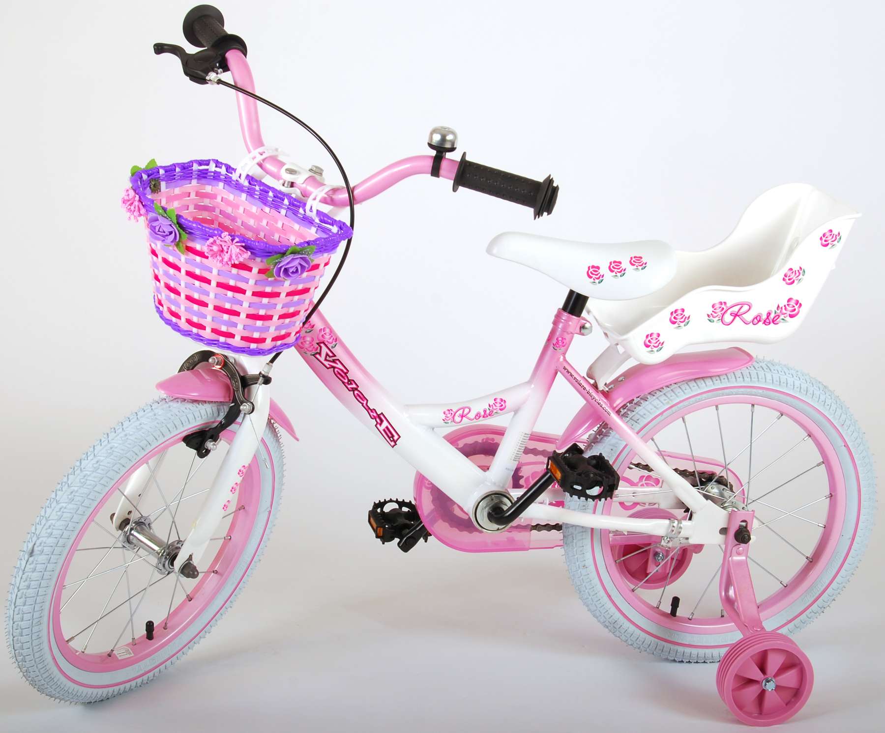 Kinderfahrrad Rose für Mädchen Fahrrad 16 Zoll Kinderrad in Pink/Weiß