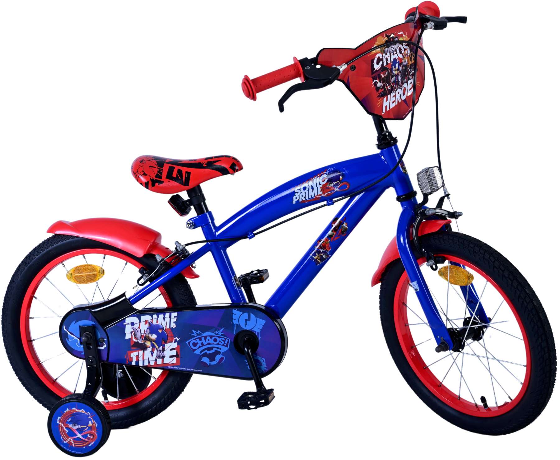 Kinderfahrrad Sonic Prime Fahrrad Jungen 16 Zoll Kinderrad in Blau Rot