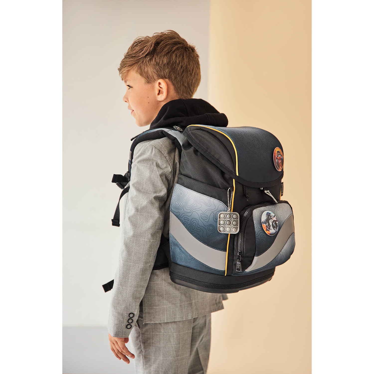 Rucksack Smarty Plus Premium Schulranzen Set 5-teile Black Grey Tasche