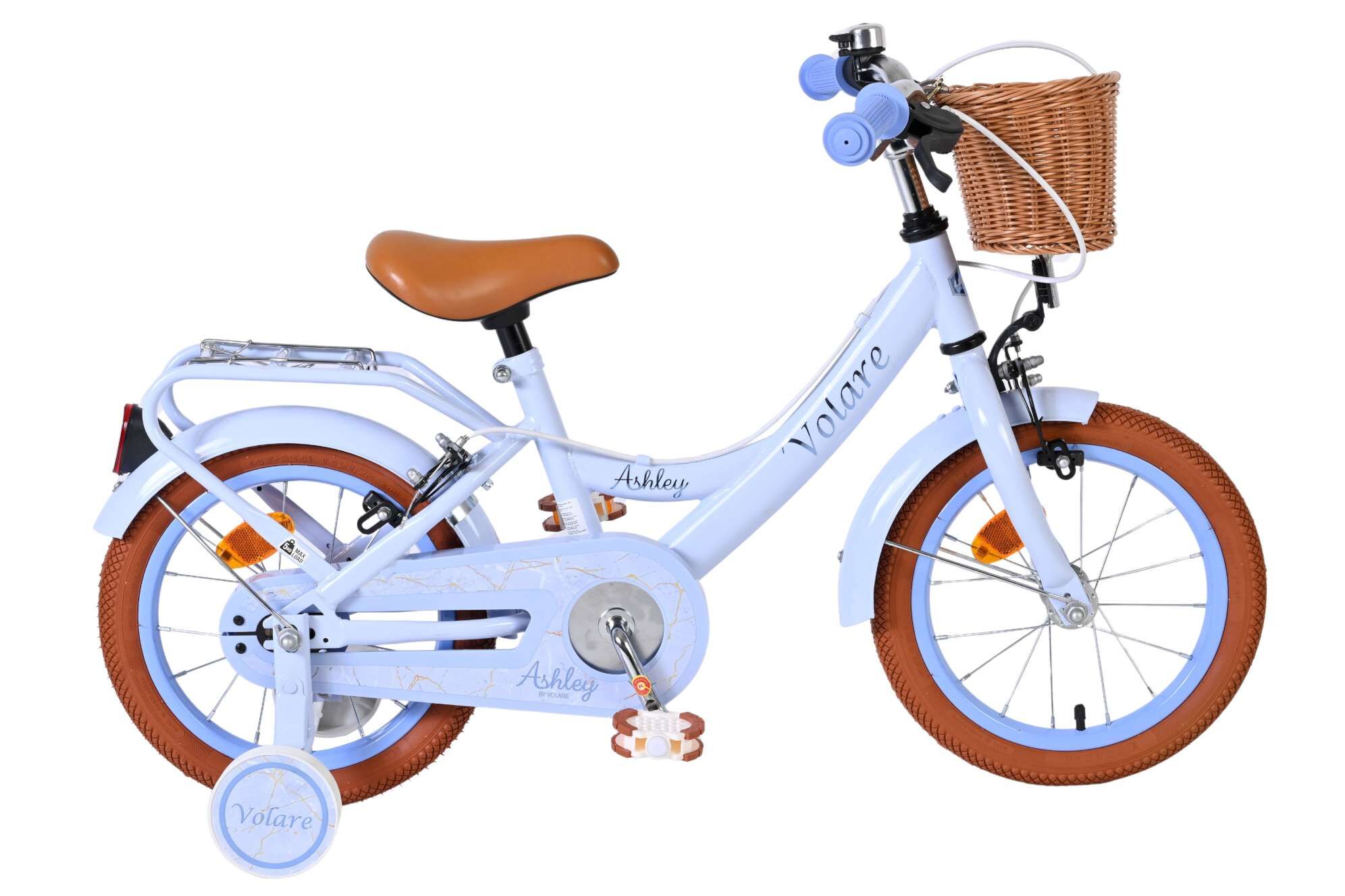 Kinderfahrrad Ashley für Mädchen 14 Zoll Kinderrad in Pastellblau, Zwei Handbremsen