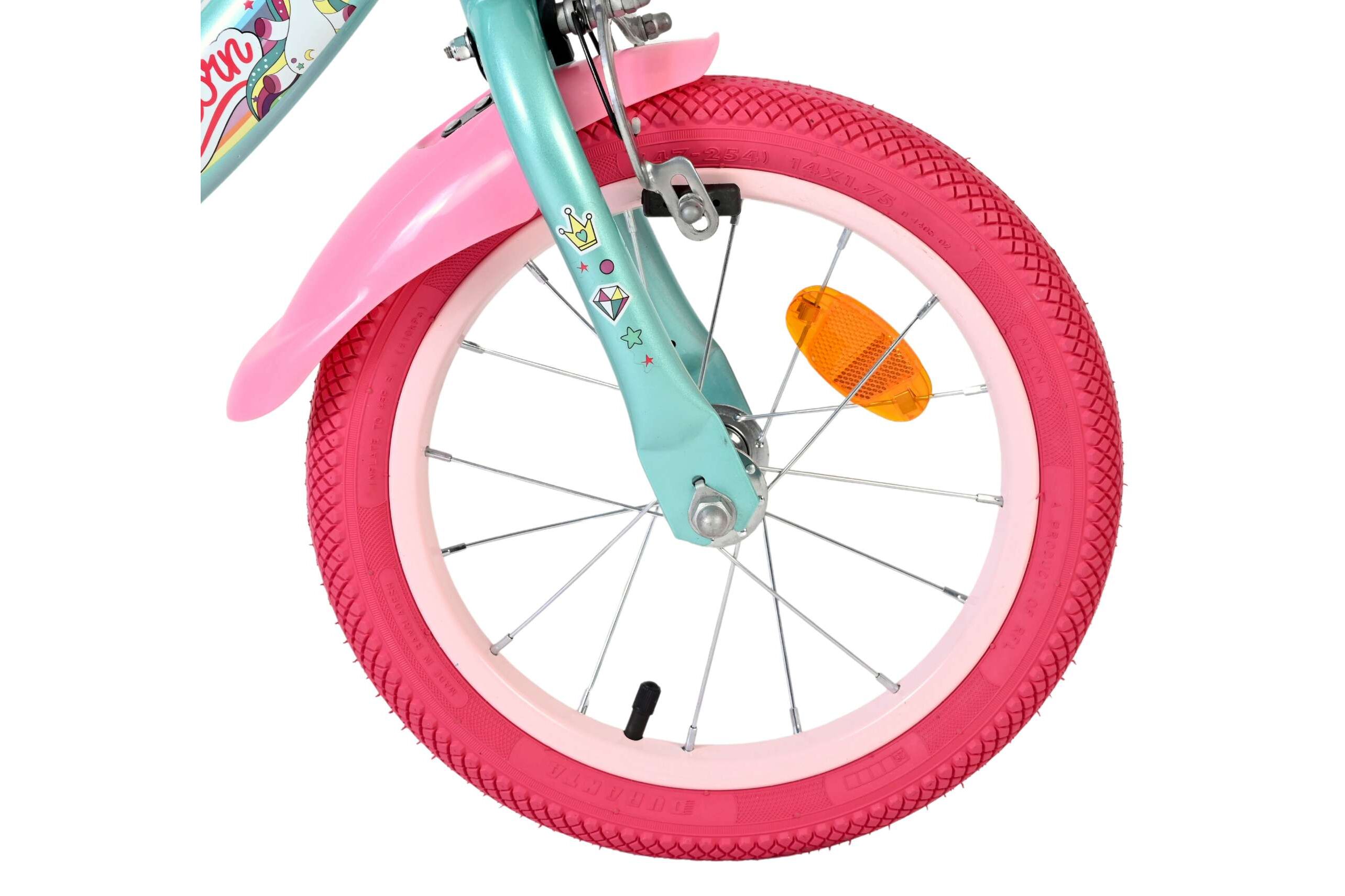 Kinderfahrrad Unicorn für Mädchen 14 Zoll Kinderrad in Grün, Zwei Handbremsen Kinderfahrrad Unicorn für Mädchen 14 Zoll Kinderrad in Grün, Zwei Handbremsen