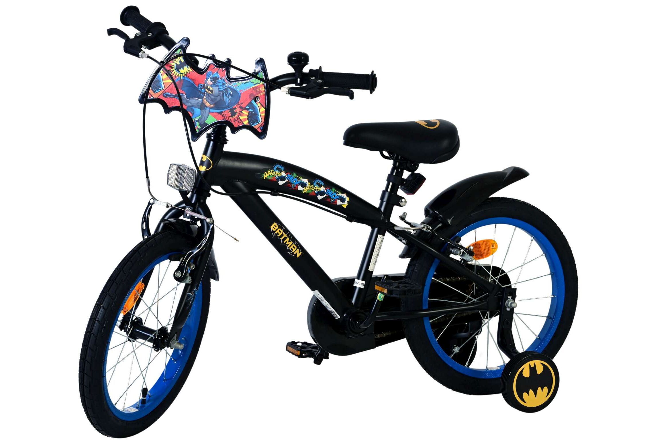 Volare Kinderfahrrad Batman für Jungen 16 Zoll Kinderrad in Schwarz, 2 Handbremsen