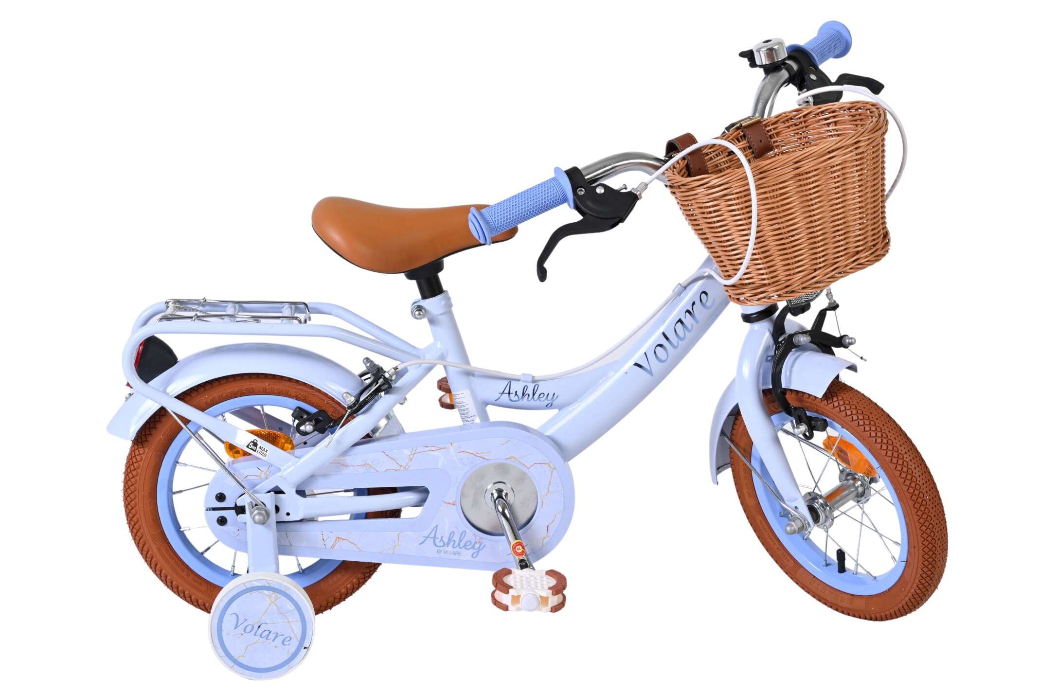 Kinderfahrrad Ashley für Mädchen 12 Zoll Kinderrad in Pastellblau, Zwei Handbremsen