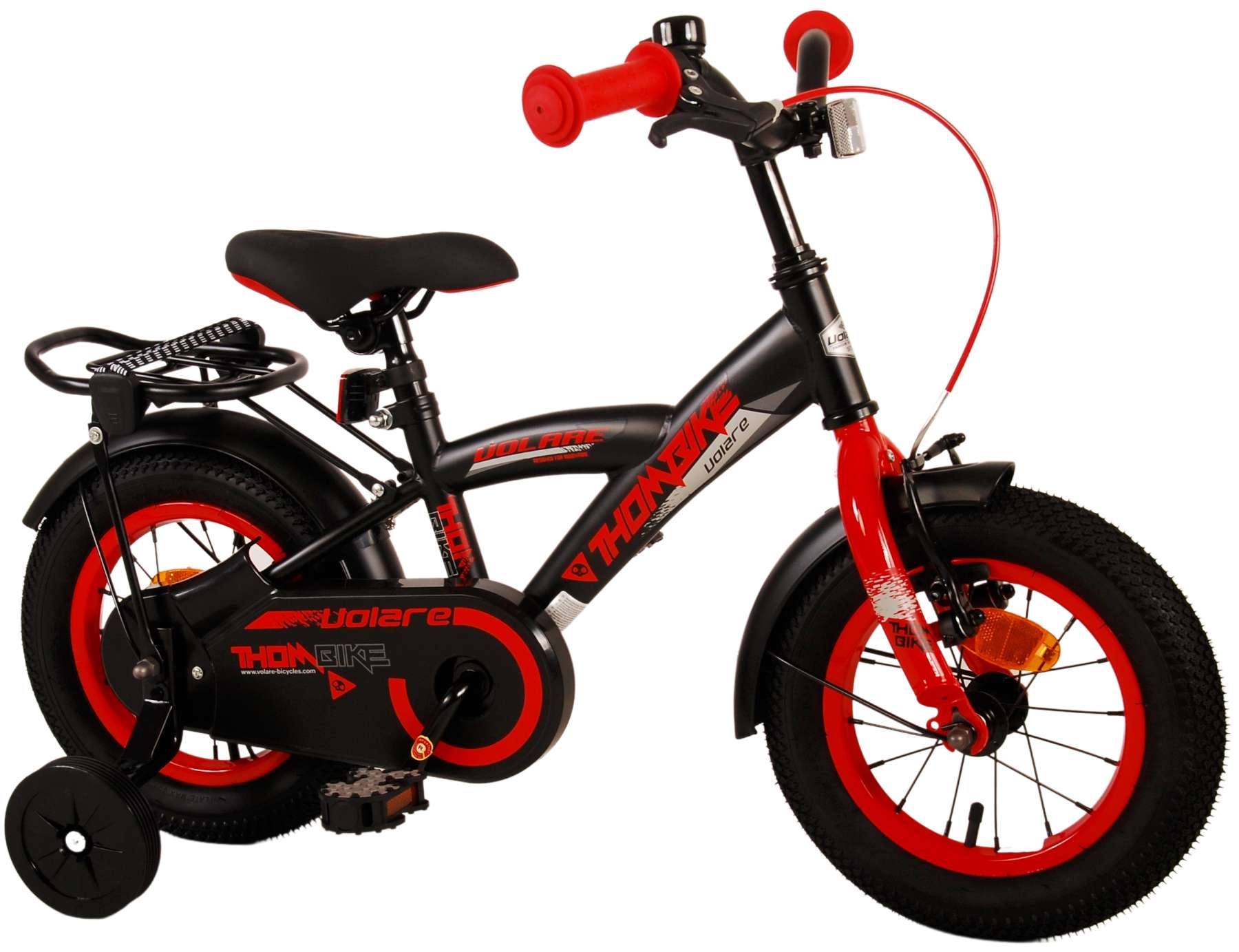 Kinderfahrrad Thombike für Jungen 12 Zoll Kinderrad in Schwarz Rot