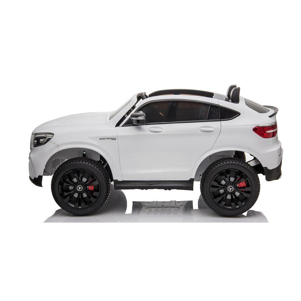 ES-Toys Kinderfahrzeug – Elektro Auto „Mercedes GLC63S“ – lizenziert – Doppelsitzer – 12V10AH Akku,4 Motoren+ 2,4Ghz+Ledersitz+EVA – Schwarz