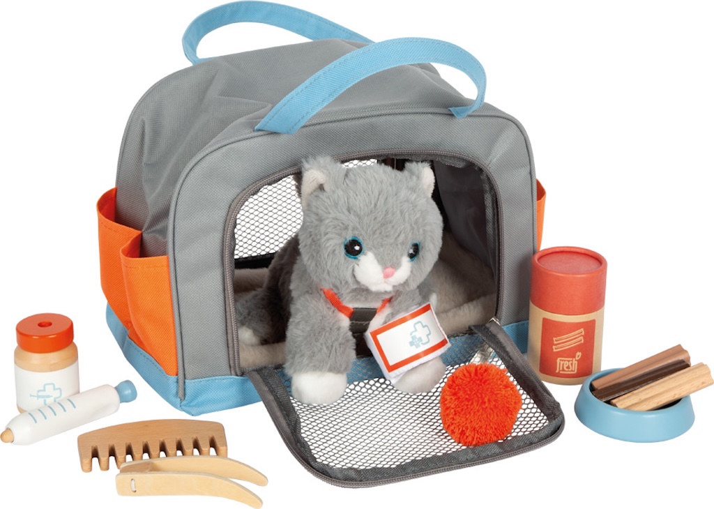 Katze mit Tasche und Pflege-Set Katze mit Tasche und Pflege-Set