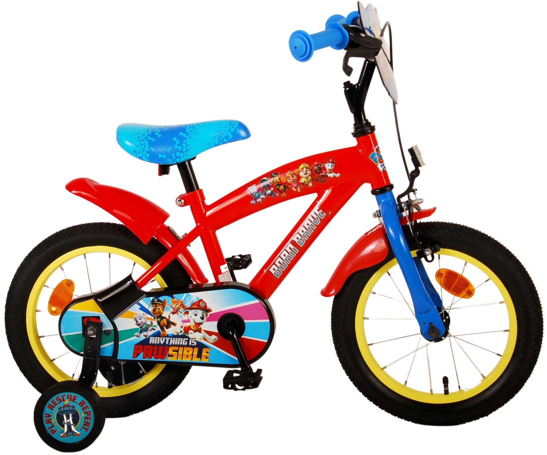 Kinderfahrrad Paw Patrol für Jungen 14 Zoll Kinderrad in Rot/Blau