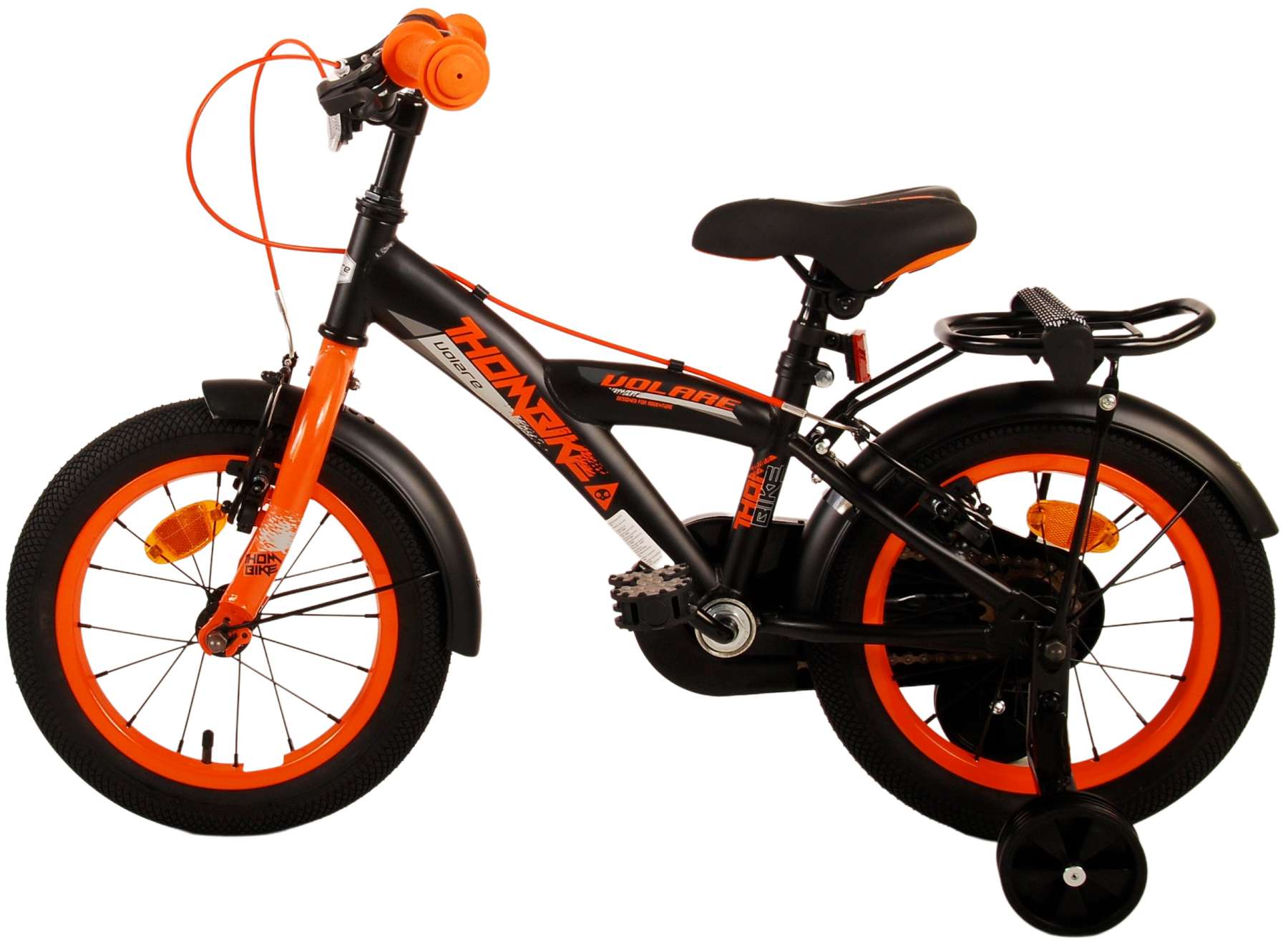 Kinderfahrrad Thombike für Jungen 14 Zoll Kinderrad in Schwarz Orange