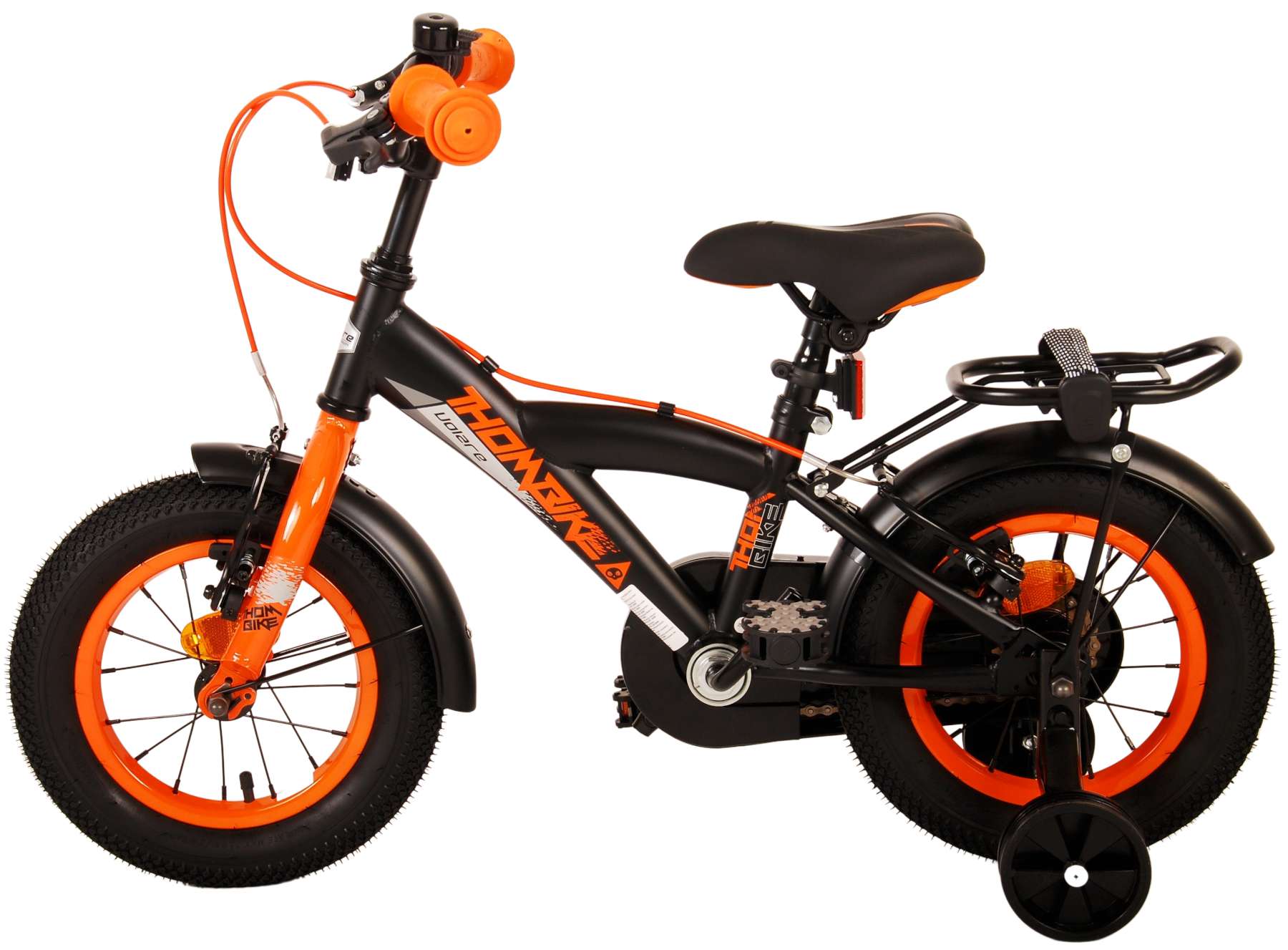 Kinderfahrrad Thombike für Jungen 12 Zoll Kinderrad in Schwarz Orange