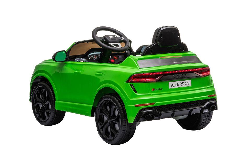 ES-Toys Kinderfahrzeug – Elektro Auto „Audi RS Q8“ – lizenziert – 12V7A Akku und 2 Motoren- 2,4Ghz + MP3 + Leder + EVA – Grün