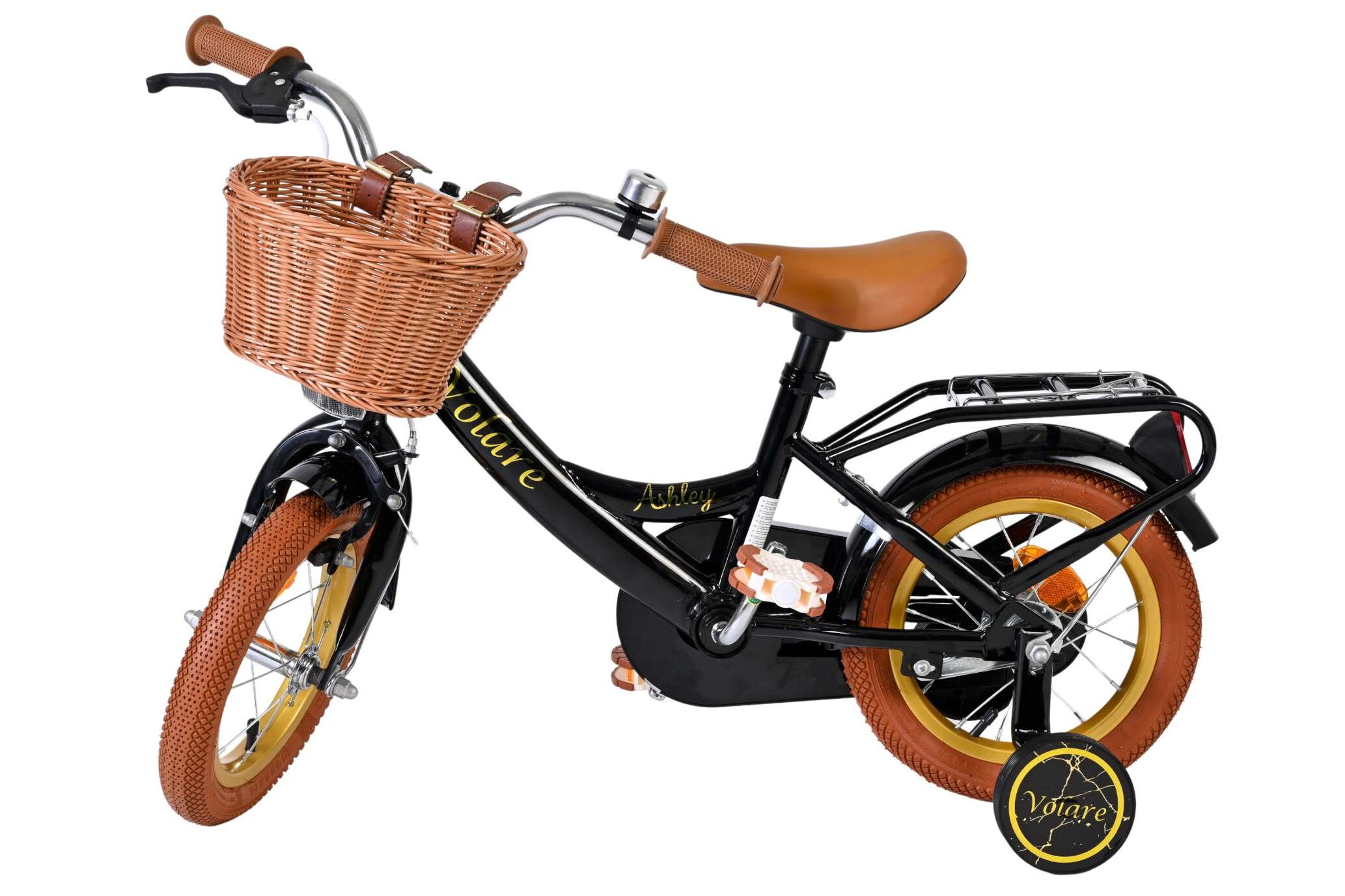 Volare Kinderfahrrad Ashley für Mädchen 12 Zoll Kinderrad in Schwarz