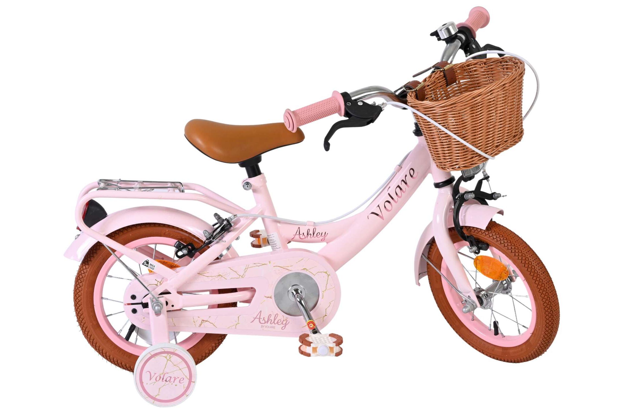 Kinderfahrrad Ashley für Mädchen 12 Zoll Kinderrad in Rosa, Zwei Handbremsen