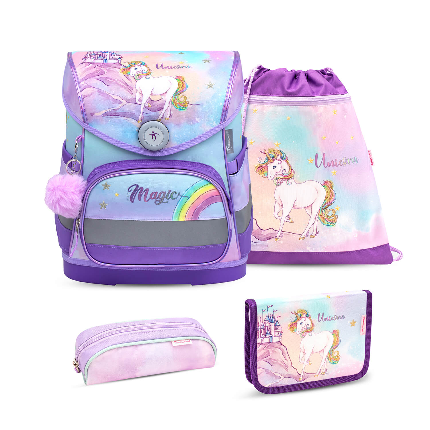 Rucksack Compact Ergonomisch SchulranzenSet 4-t. Rainbow Unicorn Magic Rucksack Compact Ergonomisch SchulranzenSet 4-t. Rainbow Unicorn Magic