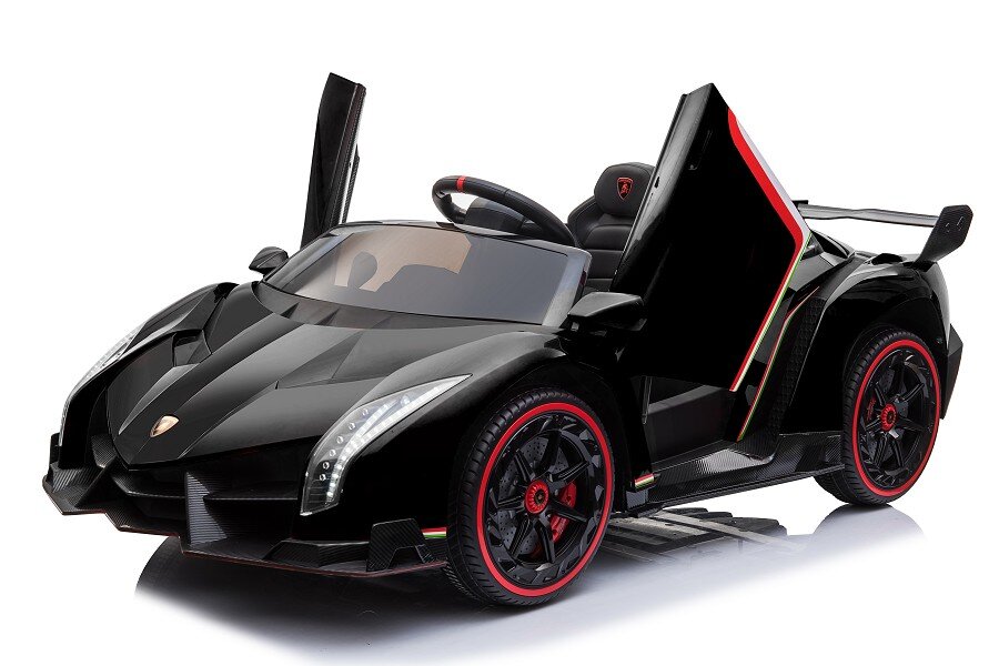ES-Toys Kinderfahrzeug – Elektro Auto „Lamborghini Veneno 615B“ – lizenziert – 12V7AH, 4 Motoren- 2,4Ghz Fernsteuerung, MP3, Ledersitz+EVA – Pink