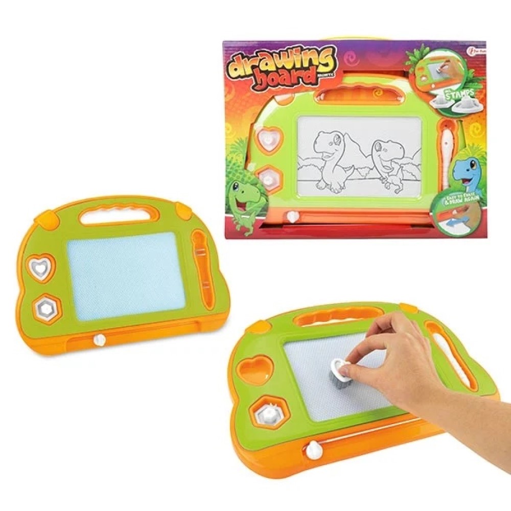 Zeichenbrett Dinosaurier mit Stift und Formen Zeichenbrett Dinosaurier mit Stift und Formen