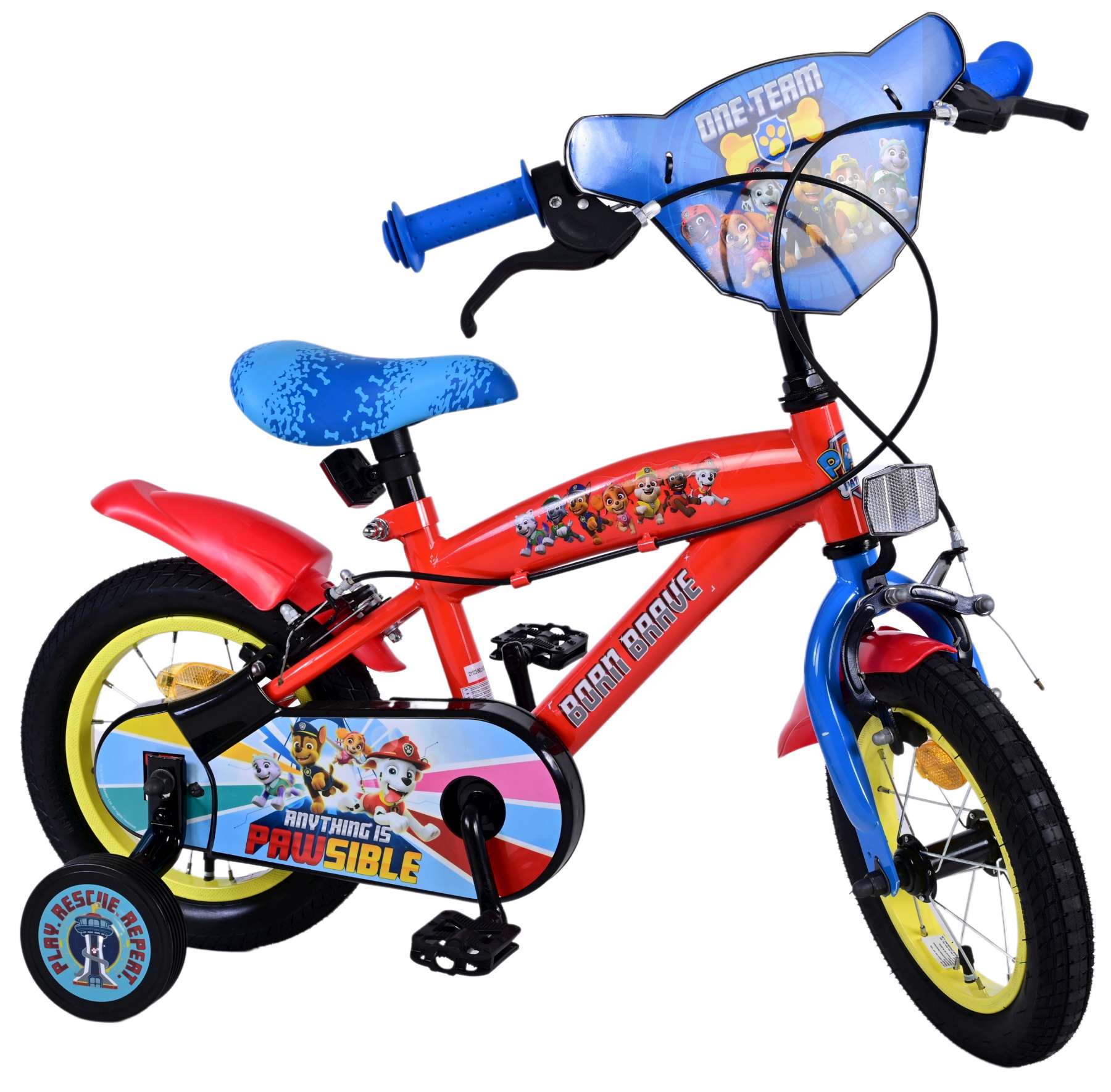 Kinderfahrrad Paw Patrol für Jungen 14 Zoll Kinderrad in Rot Fahrrad