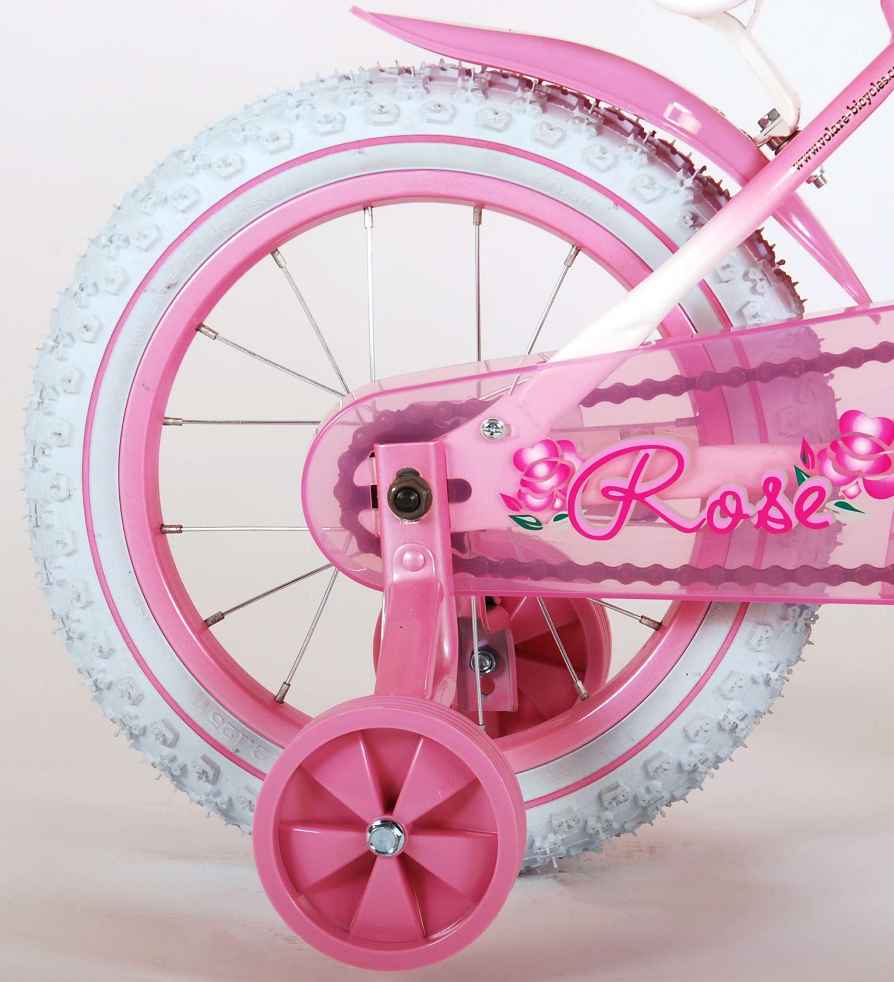 Kinderfahrrad Rose für Mädchen 14 Zoll Kinderrad in Pink/Weiß