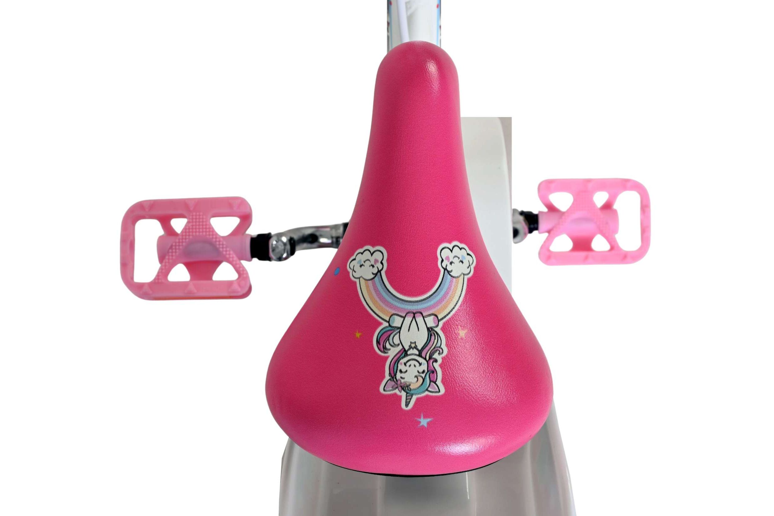 Kinderfahrrad Unicorn für Mädchen 12 Zoll Kinderrad in Weiß, Zwei Handbremsen