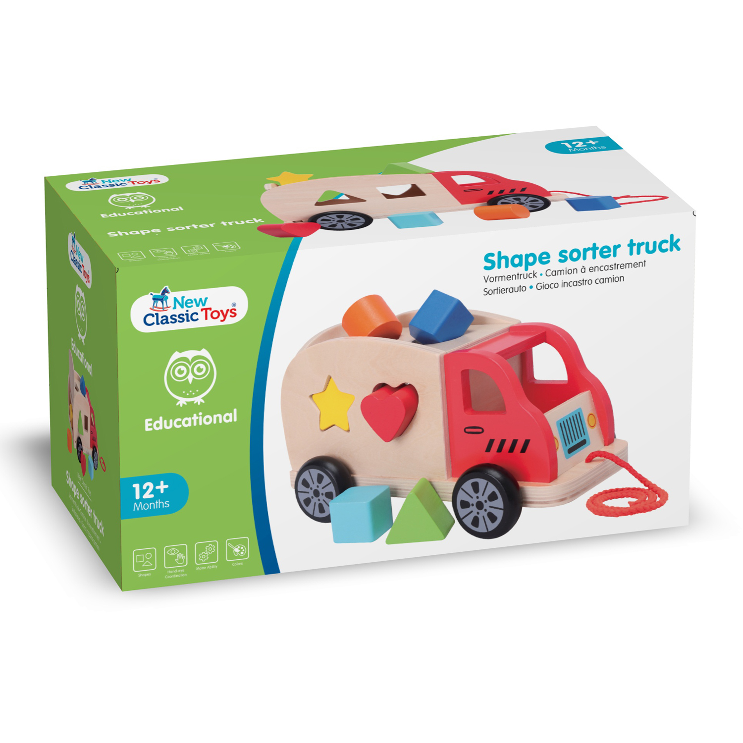 Zieh-Sortierspiel Auto 6 Steine Kinderspielzeug aus Holz Steckspiel