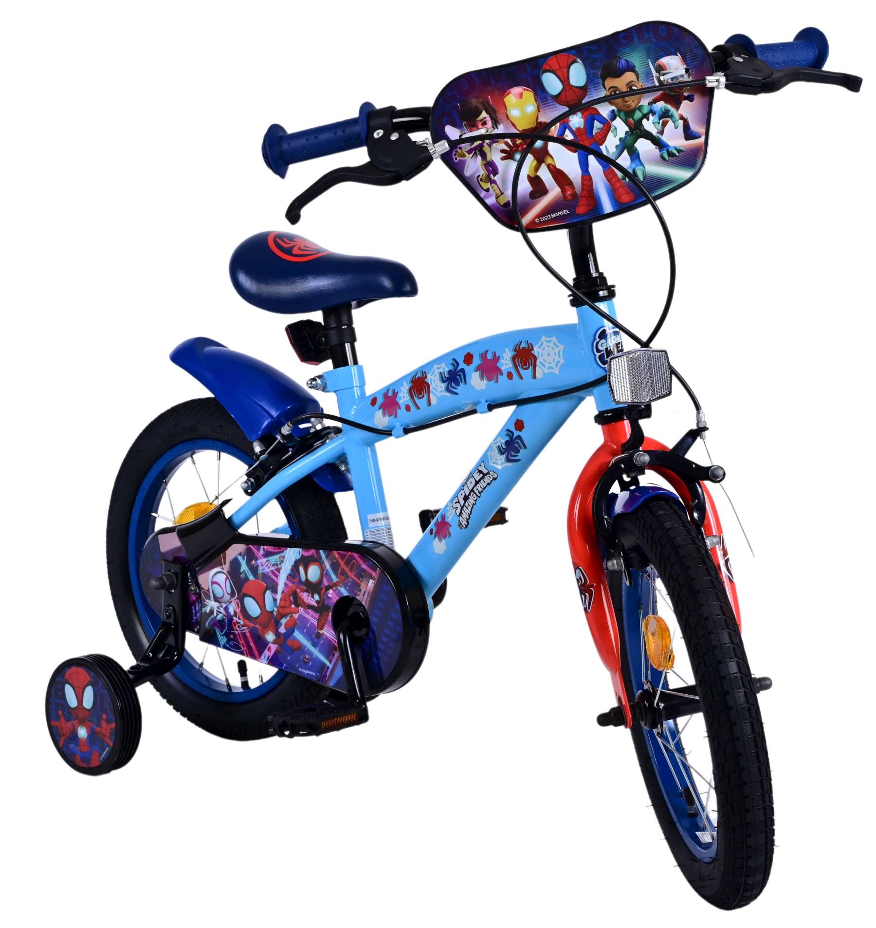 Kinderfahrrad Spidey für Jungen 14 Zoll Kinderrad in Blau Fahrrad