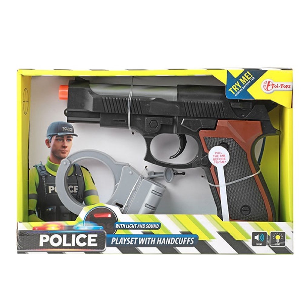 Polizei-Set Handschellen Pistole mit Licht Sound Polizei-Set Handschellen Pistole mit Licht Sound