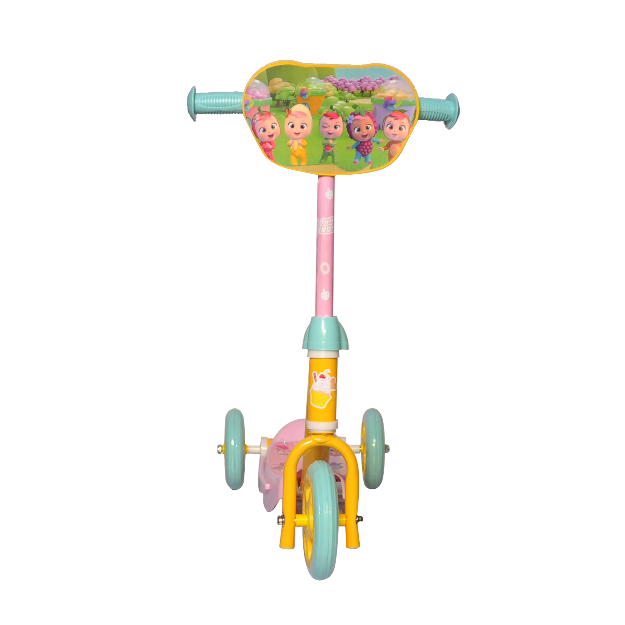 Cry Babies Scooter für Kinder Kinderrad in Gelb Rosa Tretroller
