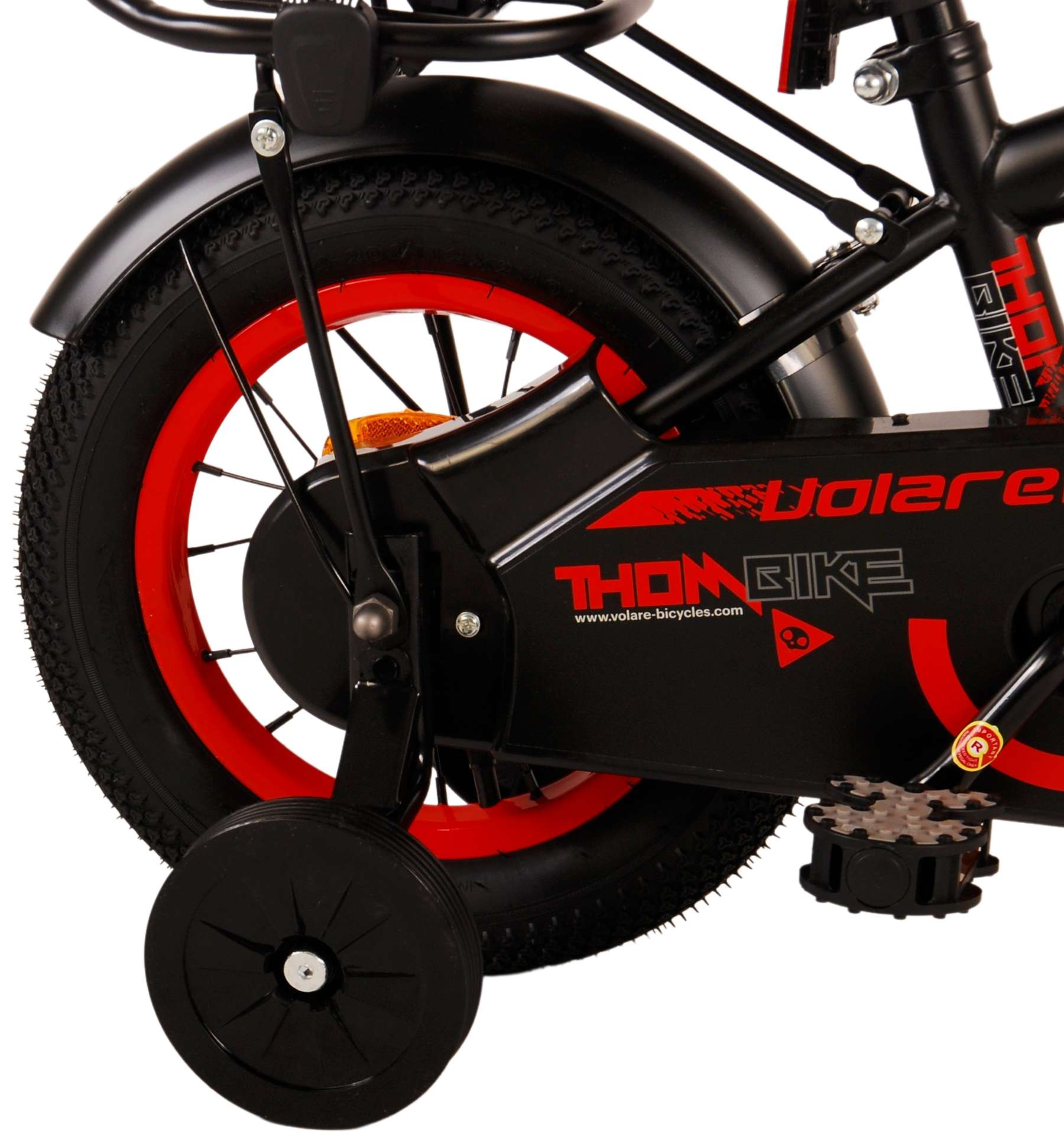 Kinderfahrrad Thombike für Jungen 12 Zoll Kinderrad in Schwarz Rot