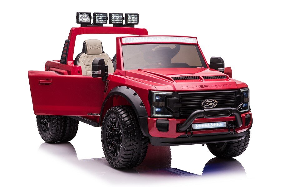 Elektro Kinderauto "Ford Super Duty" MP3 + Leder + EVA in Rot