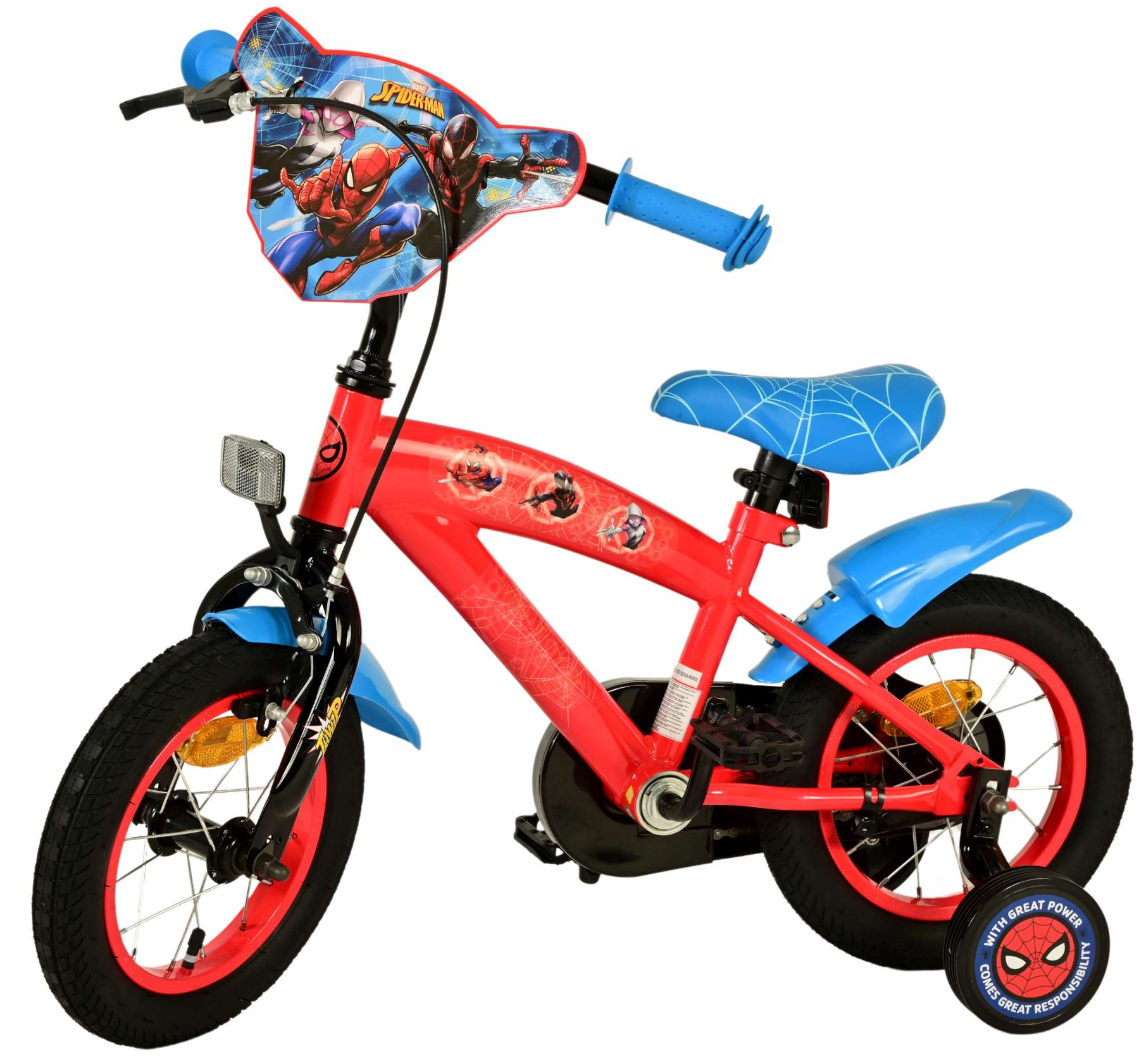 Kinderfahrrad Spider-Man für Jungen 12 Zoll Kinderrad in Blau/Rot