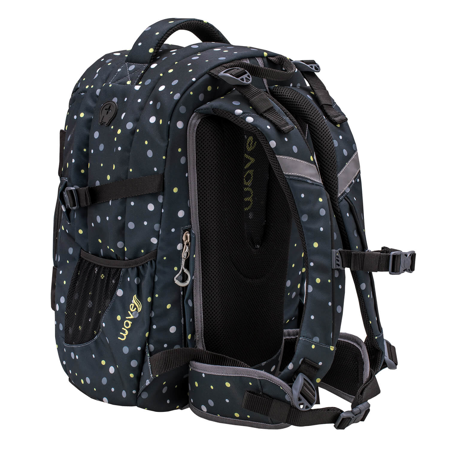 Rucksack Infinity Schulrucksack "Black and Yellow Dots"