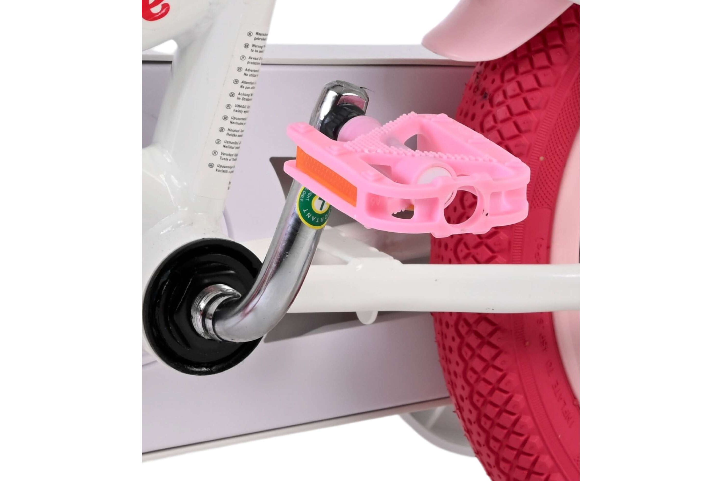 Kinderfahrrad Unicorn für Mädchen 12 Zoll Kinderrad in Weiß, Zwei Handbremsen
