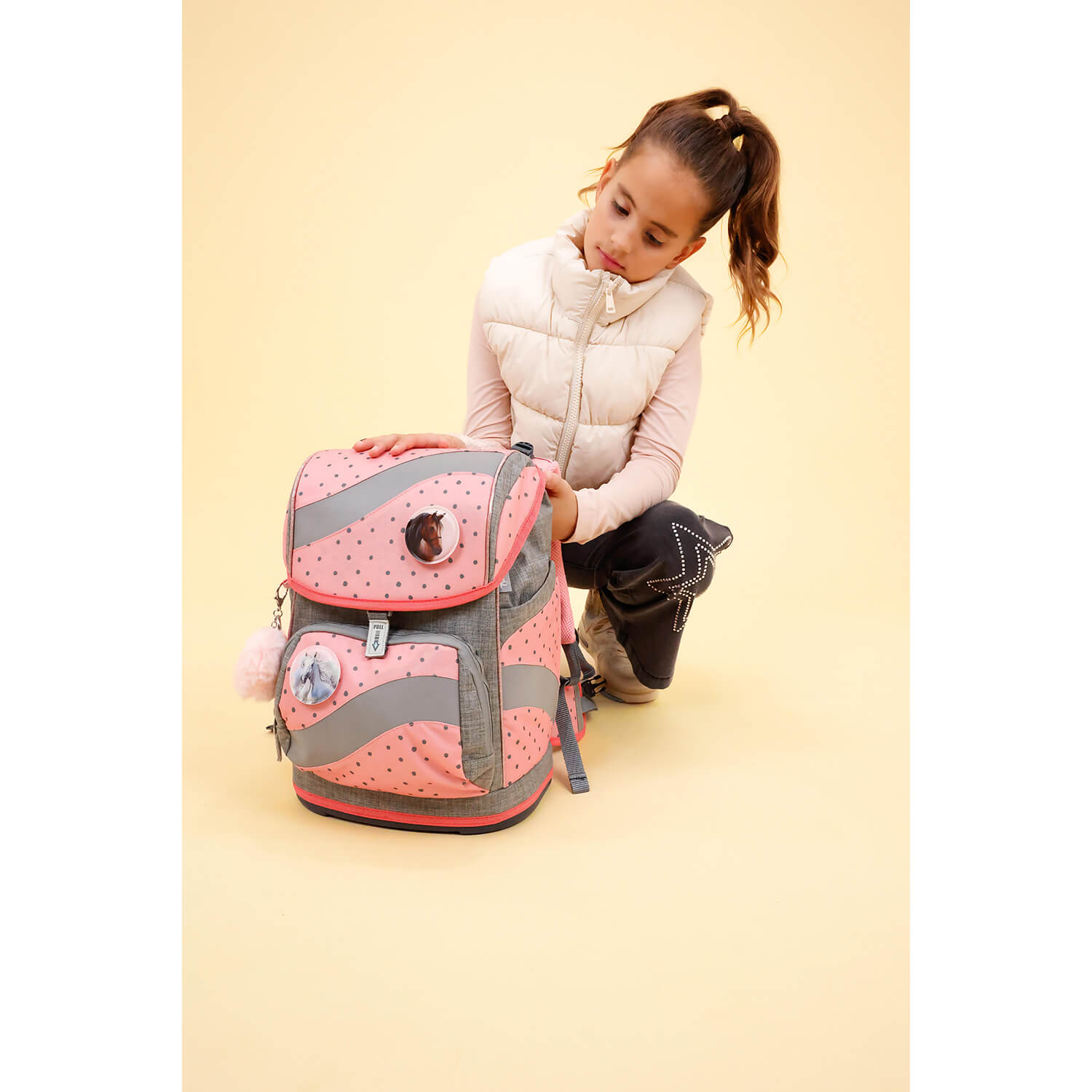 Rucksack Smarty ergonomisches Schulranzen Set 5-teilig Pink Dots 2