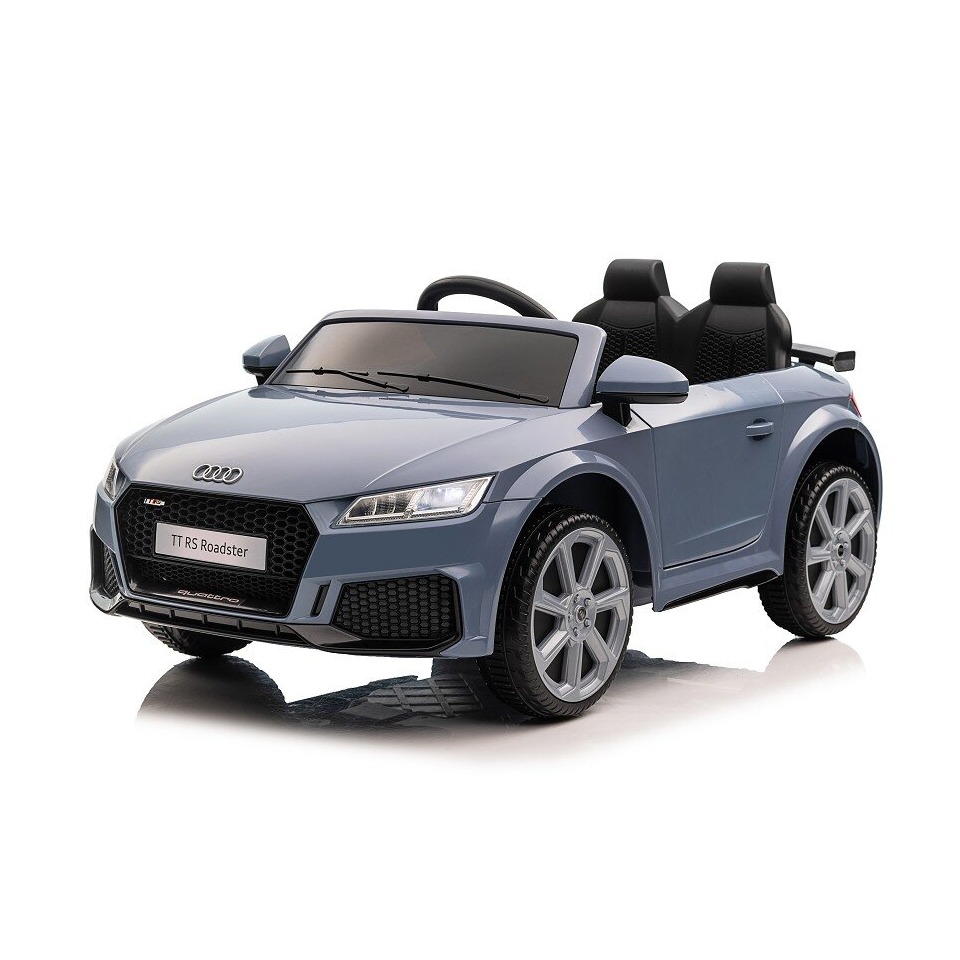 ES-Toys Kinderfahrzeug – Elektro Auto „Audi TTRS“ – lizenziert – 12V7A Akku und 2 Motoren- 2,4Ght+MP3+EVA+Leder – Nardo Grau