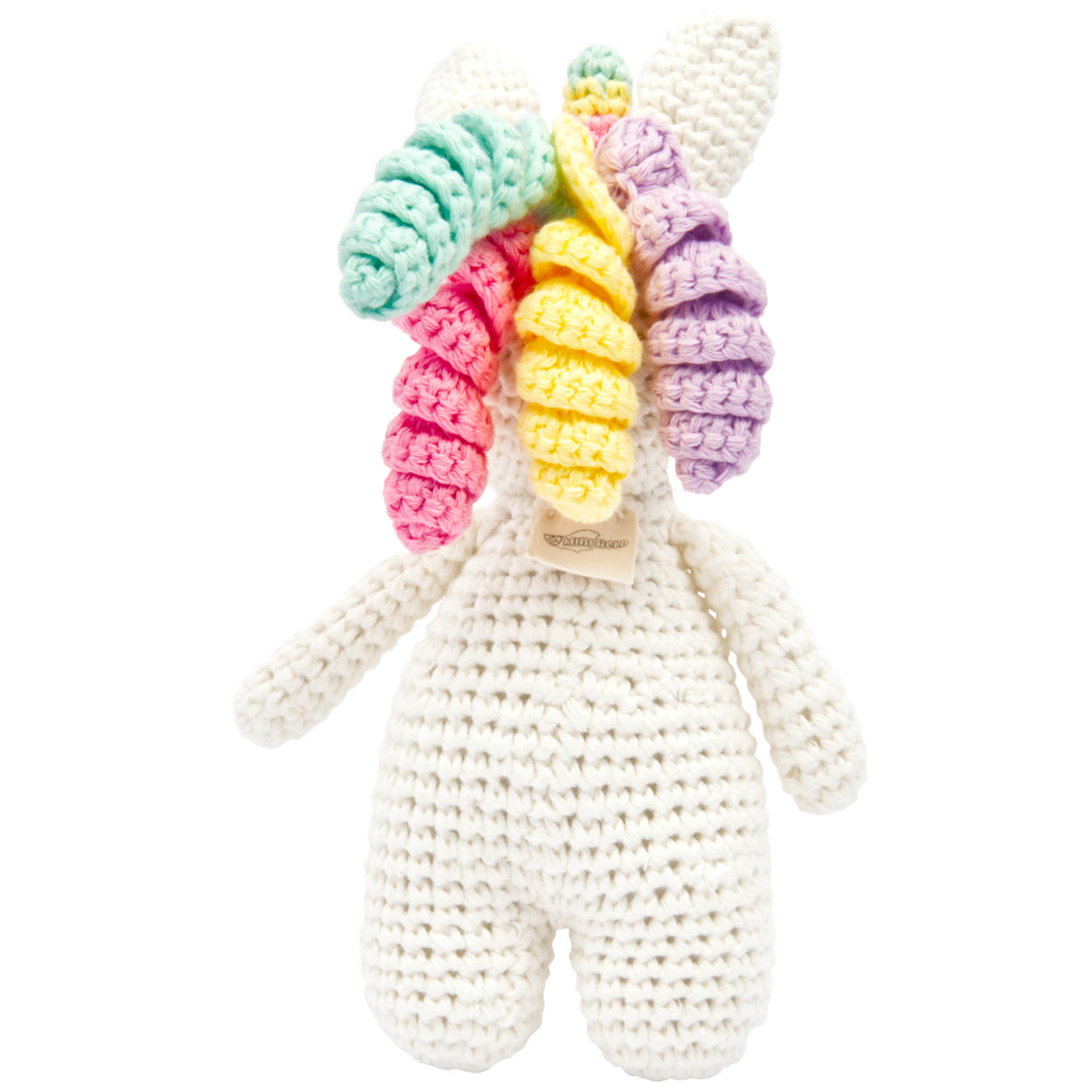 Handgestricktes Einhorn gehäkelt aus Baumwolle Spielzeug 16 cm Handgestricktes Einhorn gehäkelt aus Baumwolle Spielzeug 16 cm
