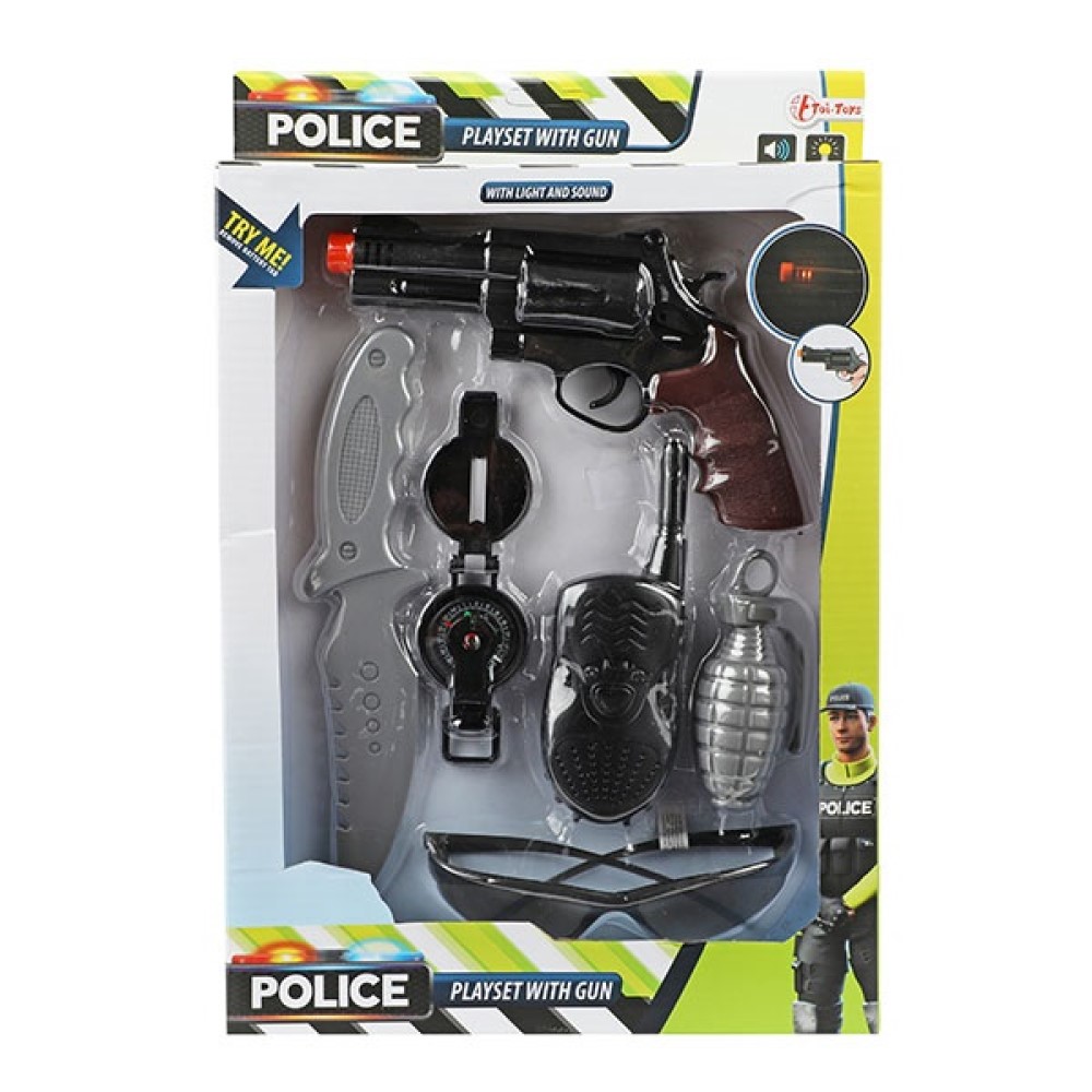 Polizei-Set mit Messer Brille Pistole