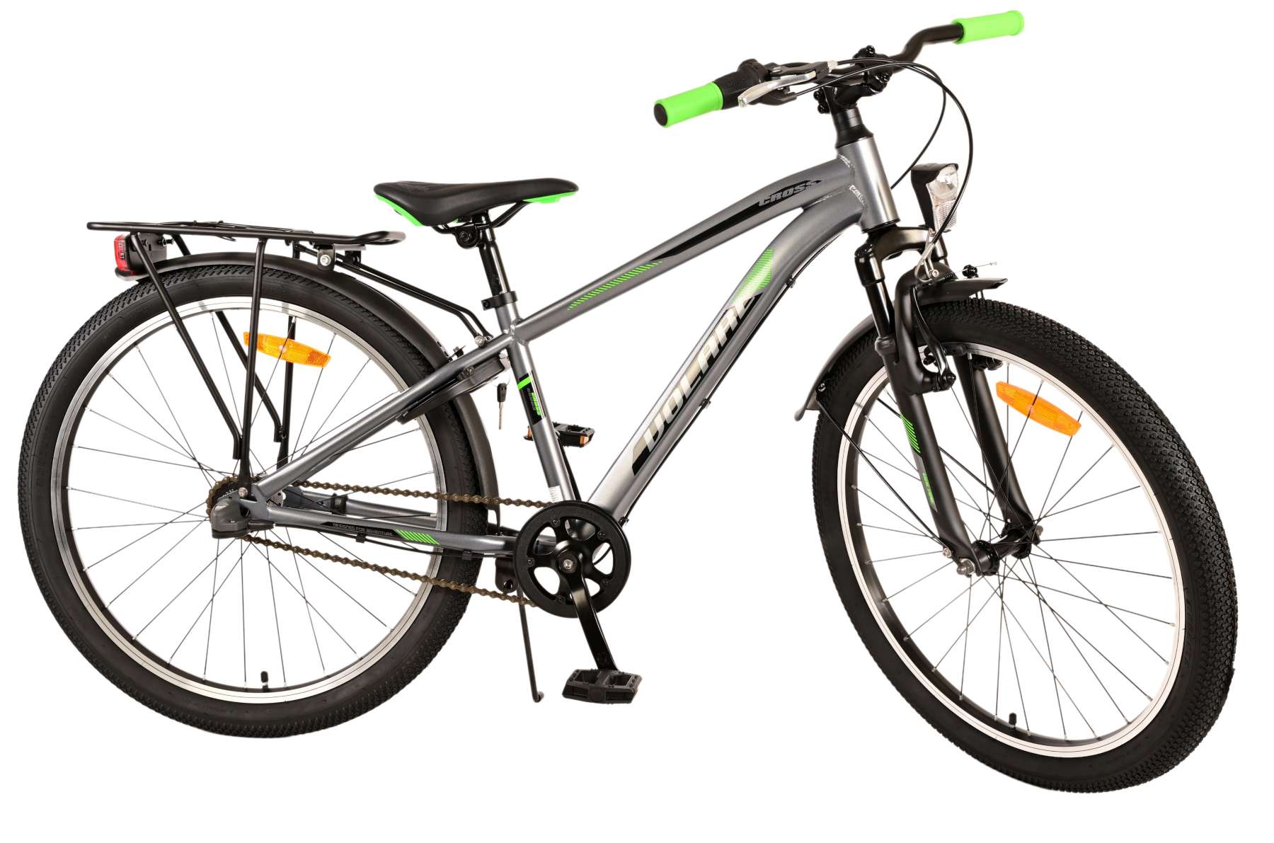 Kinderfahrrad Cross für Jungen 24 Zoll Kinderrad in dunkelgrau, 3 Gänge