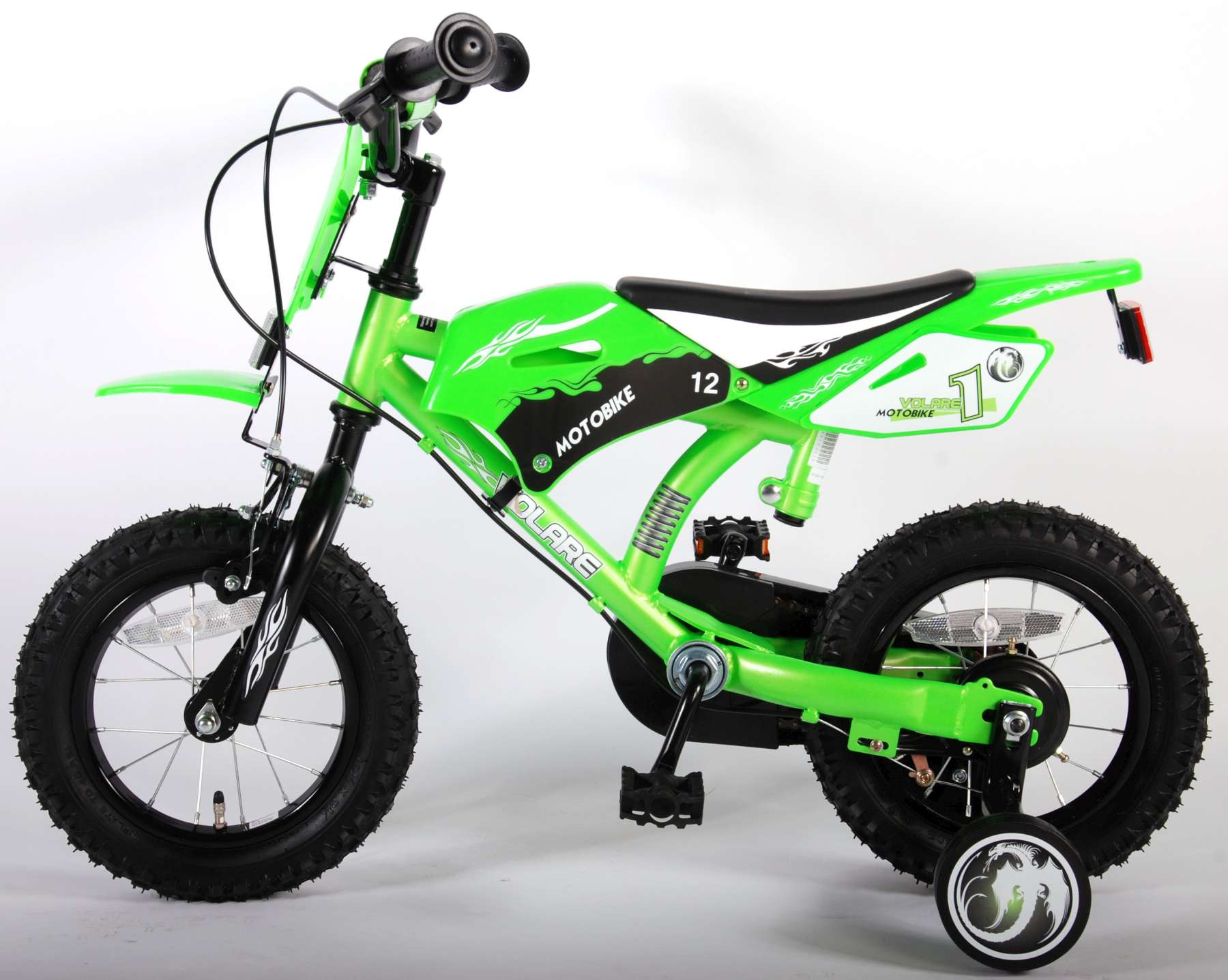 Kinderfahrrad Motorrad für Jungen 12 Zoll Kinderrad in Grün