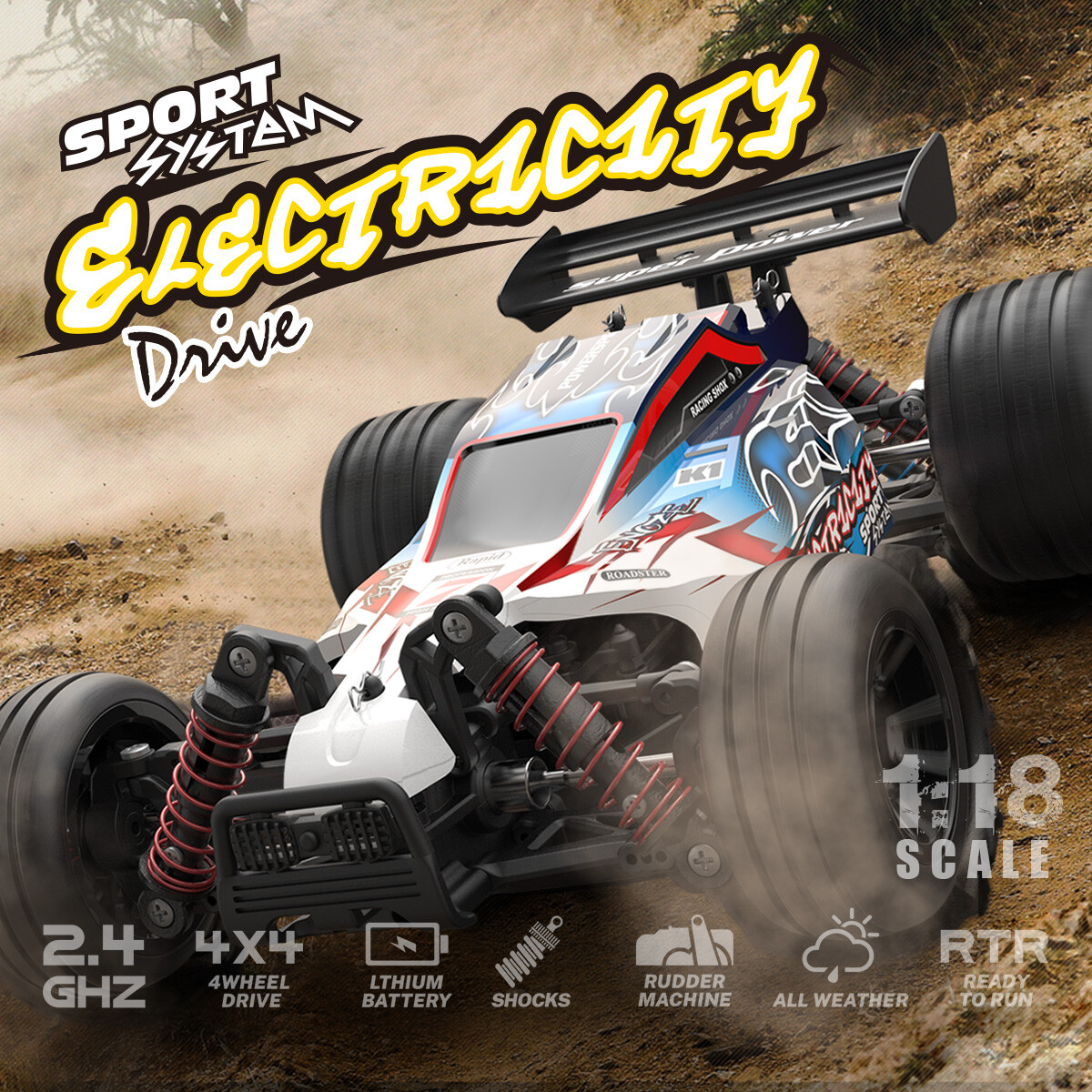 RC Elektro Buggy 1:18, 40 km/h, Allradantrieb LiIon "Electricity 306E"