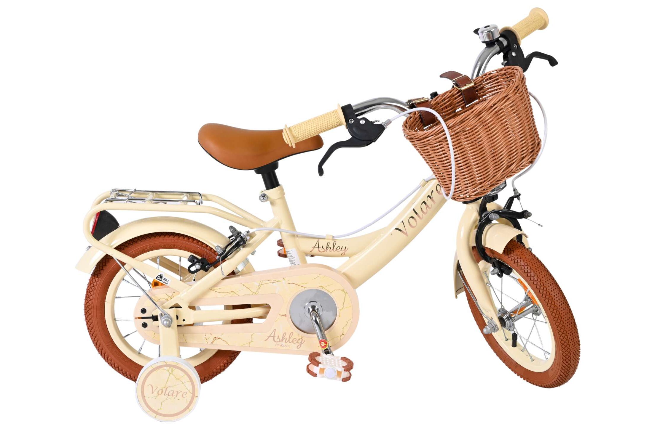 Volare Kinderfahrrad Ashley für Mädchen 12 Zoll Kinderrad in Creme, Zwei Handbremsen Volare Kinderfahrrad Ashley für Mädchen 12 Zoll Kinderrad in Creme, Zwei Handbremsen