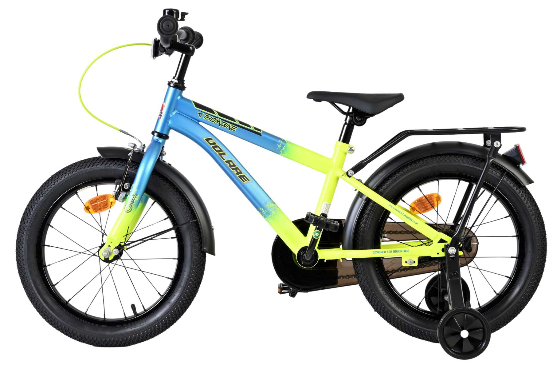 Volare Kinderfahrrad Thombike für Jungen 16 Zoll Kinderrad in Blau-Gelb