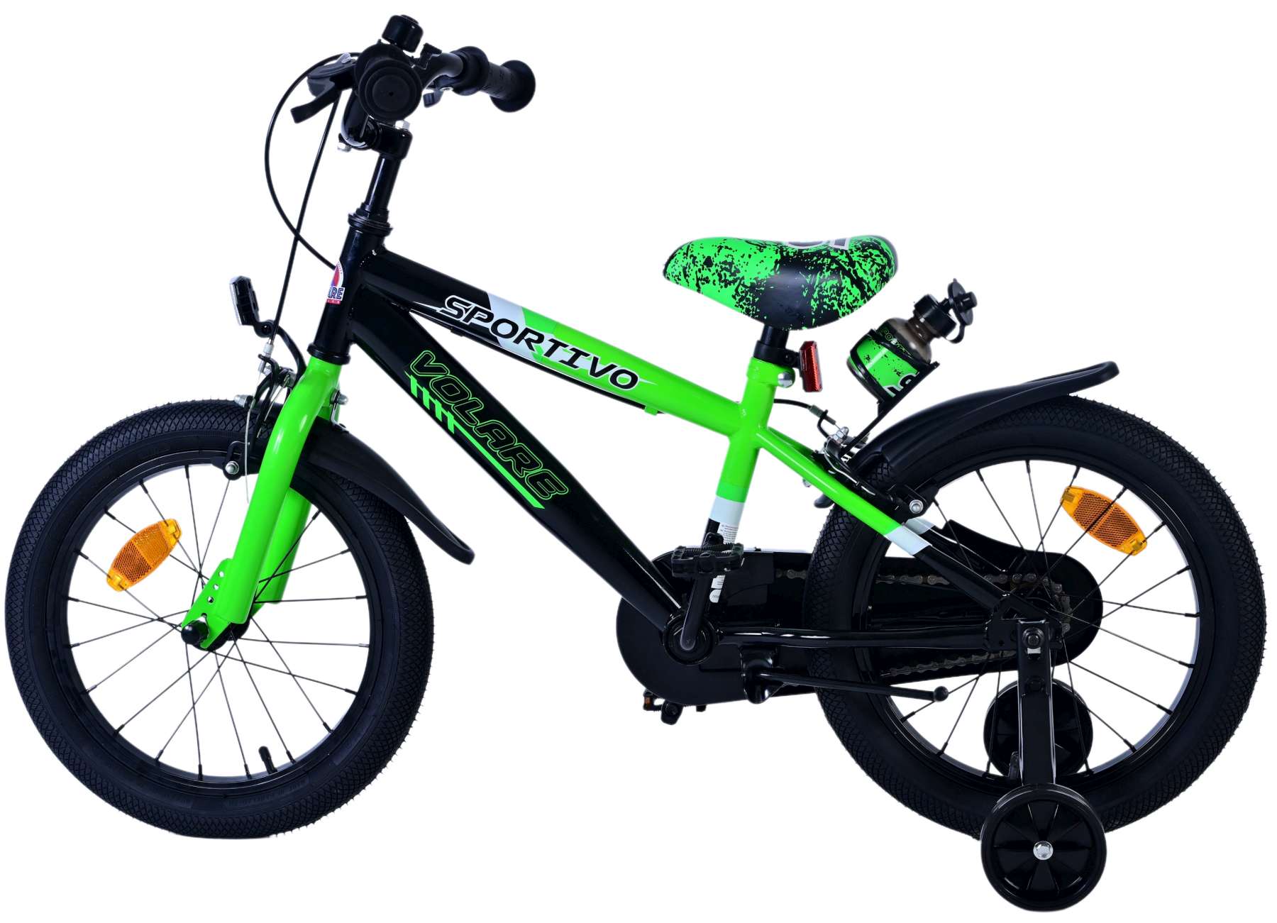 Kinderfahrrad Sportivo für Jungen 16 Zoll Kinderrad Neon Schwarz Grün