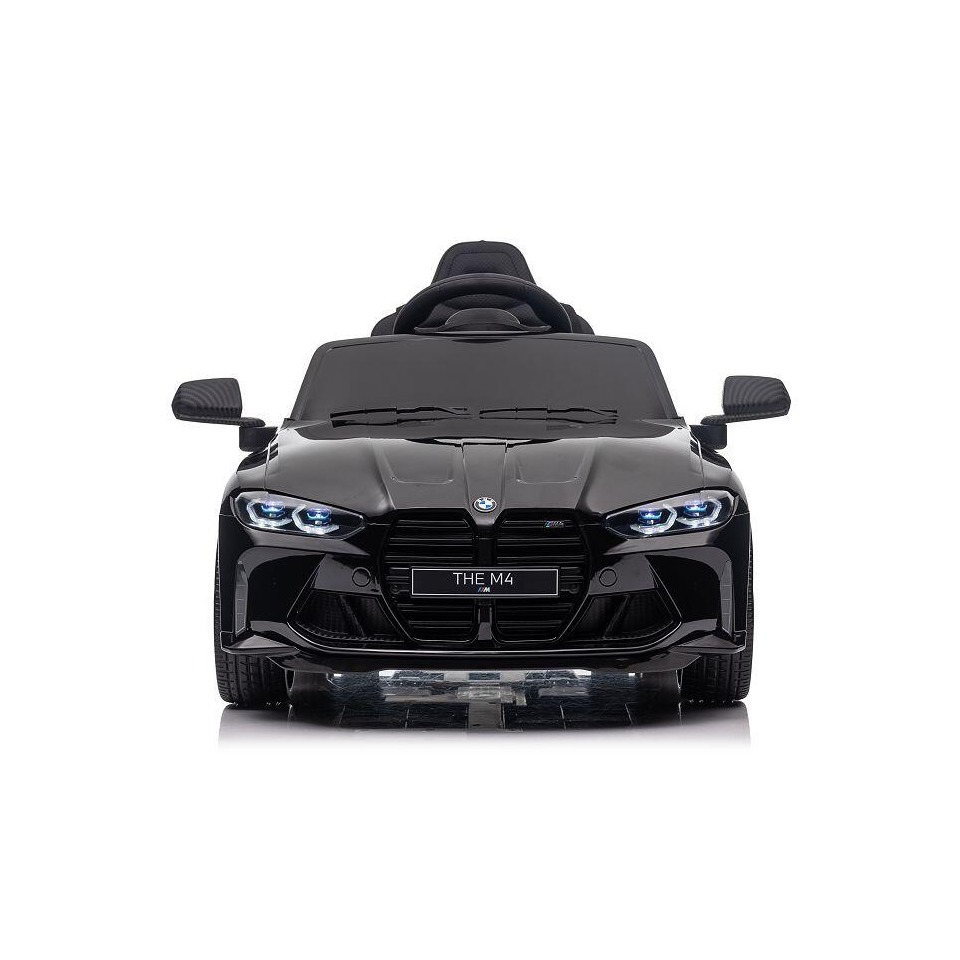 ES-Toys Kinderauto Elektrisch „BMW M4“ – lizenziert – 12V7A Akku, 2 Motoren- 2,4Ghz Fernsteuerung, MP3, Ledersitz+EVA – Schwarz