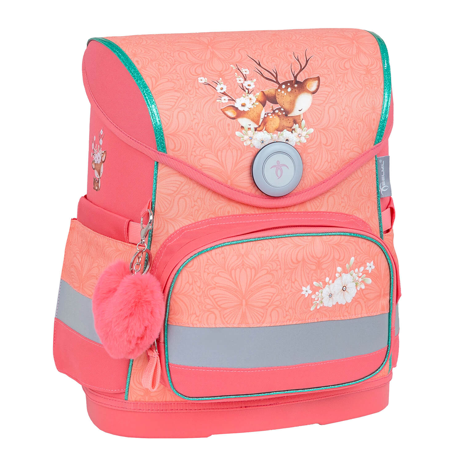 Rucksack Compact ergonomisches Schulranzen-Set 4-teilig "Cute Doe"