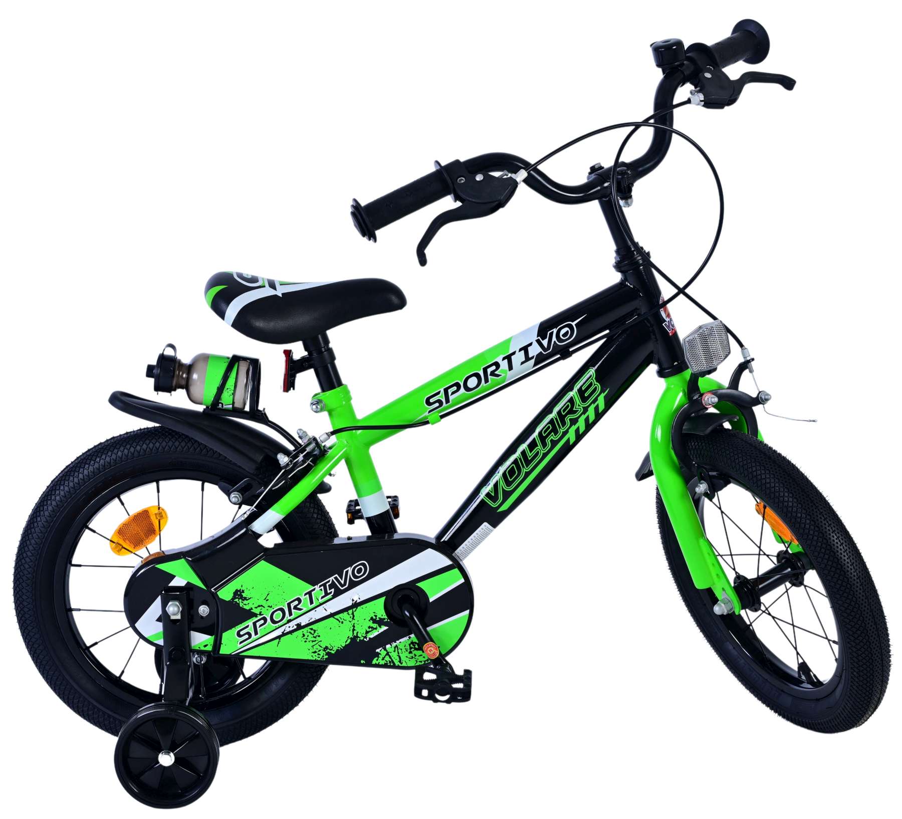 Kinderfahrrad Sportivo für Jungen 14 Zoll Kinderrad Grün Schwarz