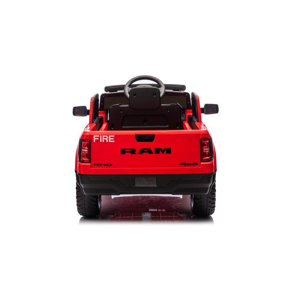 ES-Toys Kinderfahrzeug – Elektro Auto „Feuerwehr Dodge RAM“ – 12V10AH Akku,4 Motoren- 2,4Ghz Fernsteuerung, MP3+Sirene