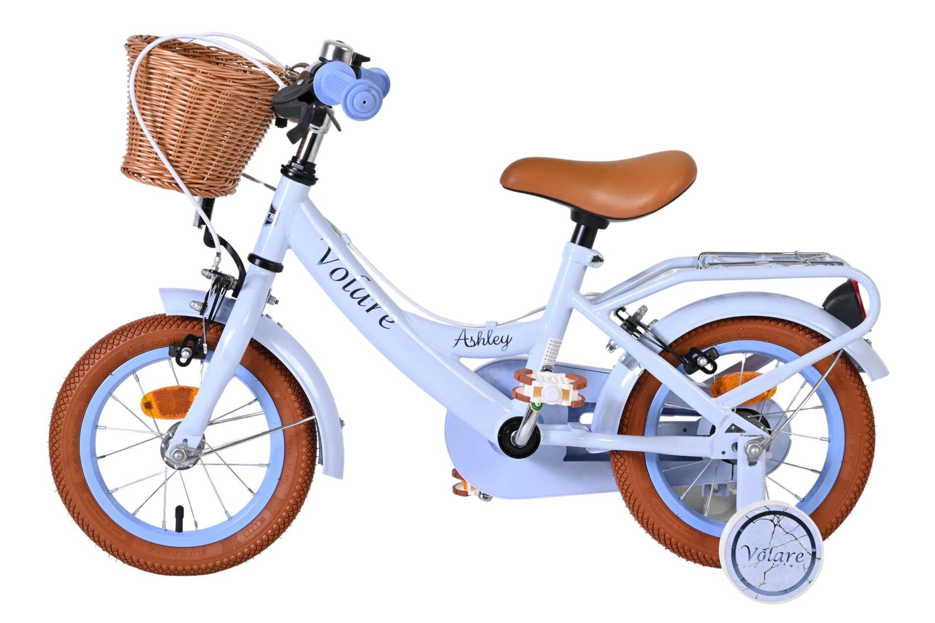 Kinderfahrrad Ashley für Mädchen 12 Zoll Kinderrad in Pastellblau, Zwei Handbremsen